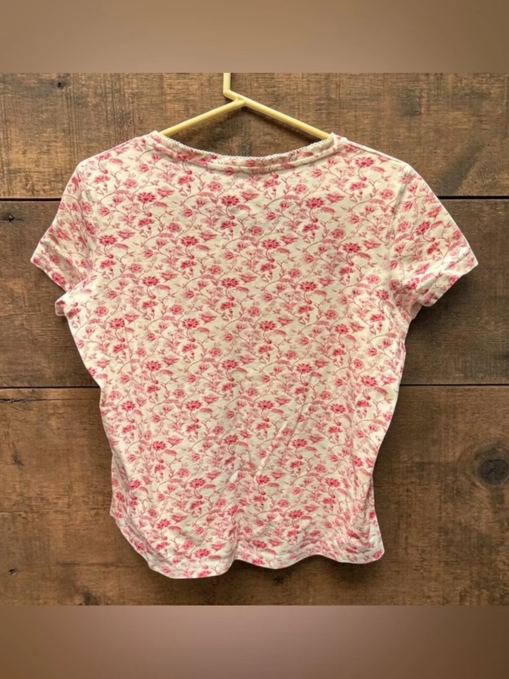 Faded glory Pink Floral Short Sleeve Knit Top XL